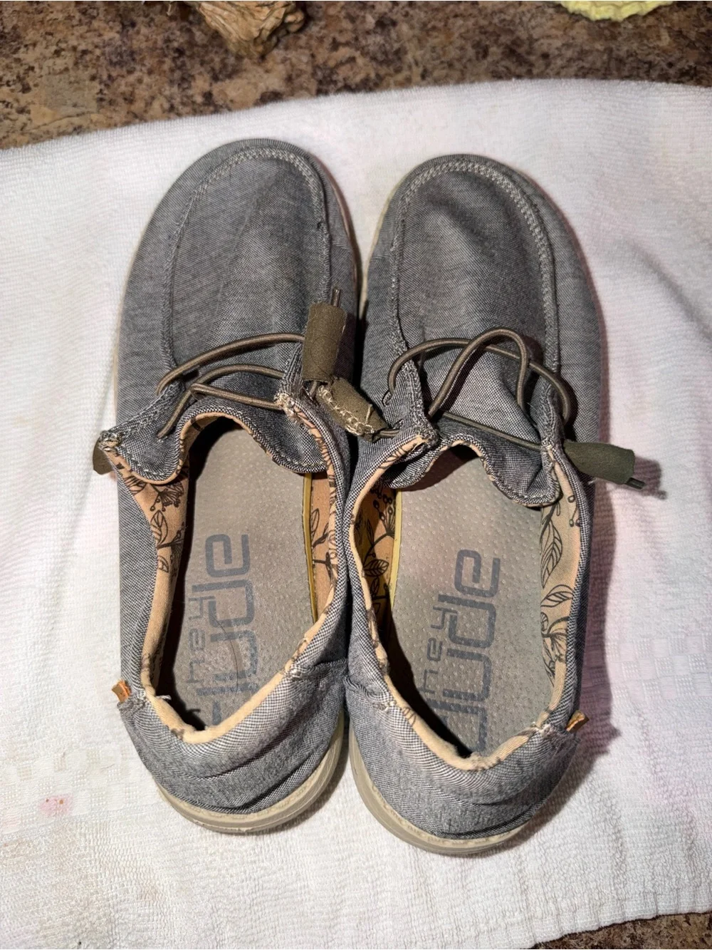 Hey Dude Women's Gray Canvas Slip-On Loafers
